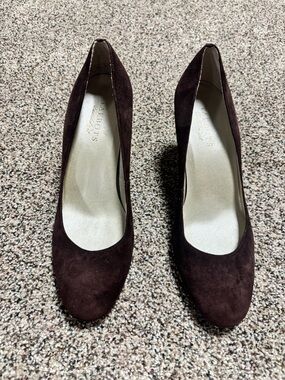 Classic Talbots Brown Suede Leather Pumps US Size 8.5B Career Shoes Chic Preppy